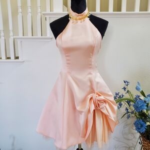 Beautiful Halter Turtleneck Dress Enhanced with Sequin and Drop Beads